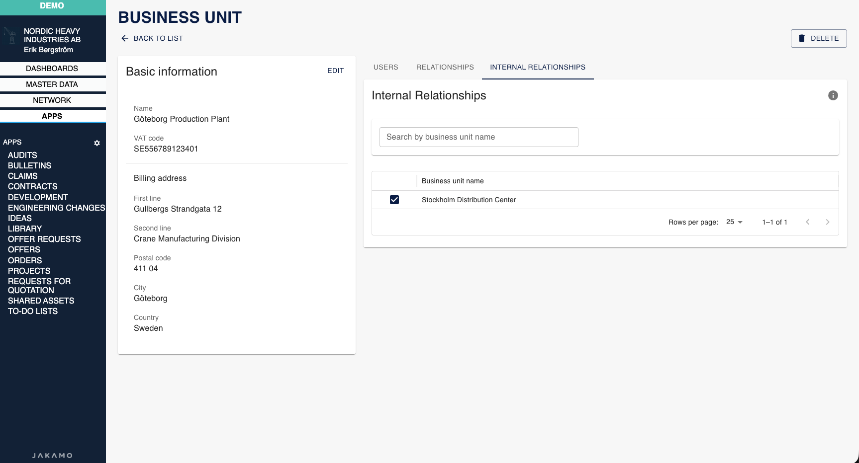 Internal Relationships Setup